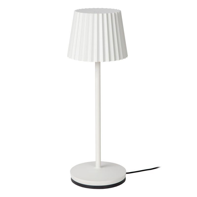 Lucide JUSTINE - Nabíjacia stolová lampa Vonkajšia - Batéria - LED Rozm. - 1x2W 2700K - IP54 - S podložkou pre bezdrôtové nabíjanie - Biela
